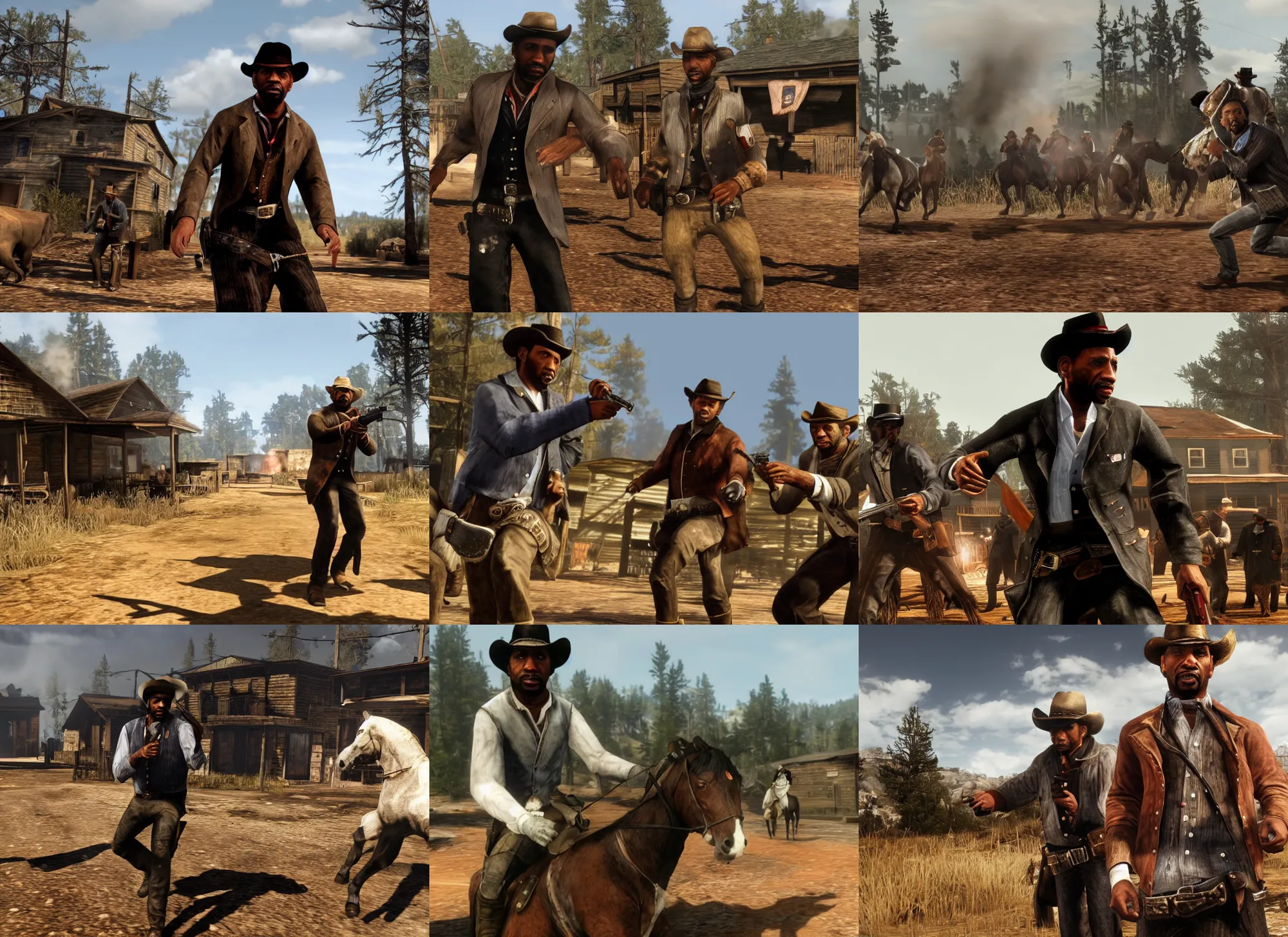 Prompt: still of stephen a. smith from espn's first take in red dead redemption, action shot, playstation 3, ps 3