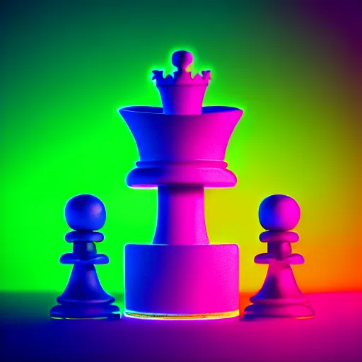 Prompt: Polaroid photo of a queen chess piece made of neon lights resting on a chessboard made of cresting ocean grid, digital forest, high quality architectural art , Isometric 3D Fantasy turtle, Smoth 3D Illustration, Cinematic Matte Painting, soft render, Servando Lupini, handpaint texture, Blender, 3DCoat