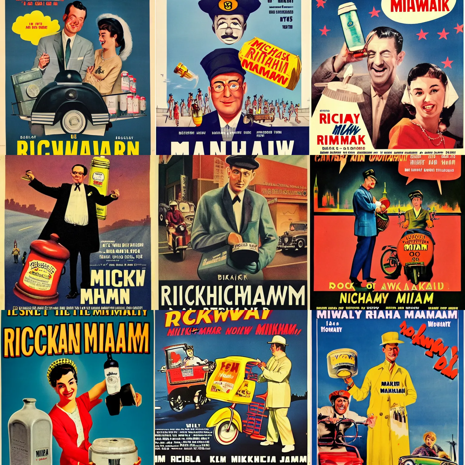 Prompt: Movie Poster for The Rickshaw Milkman Returns (1960)