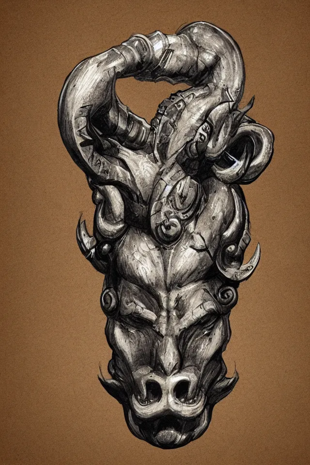 Image similar to concept art, zodiac head