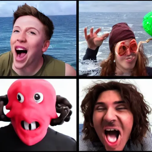 Image similar to YouTubers reacting to Cthulhu rising from the ocean