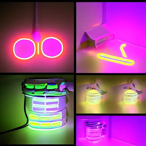 Prompt: gaming toilet paper, neon, sleek, RGB lights