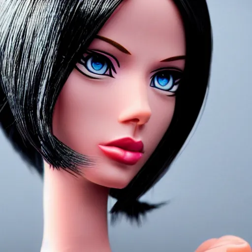 Image similar to aeon flux as a barbie doll, photorealistic, highly detailed,