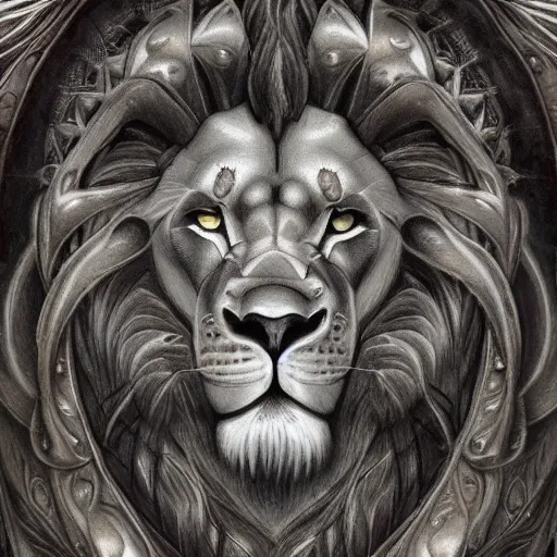 Image similar to detailed and sharp lion zodiac artwork, mystic style, detailed, 8 k, detailed, symmetrical, by brian froud