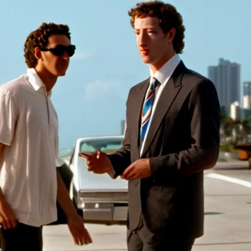 Prompt: mark zuckerberg starring in Miami Vice (1984-1989)