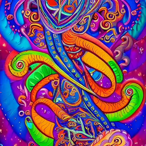 Image similar to beautifully weird cool dynamic variety striking wonderfully beautiful majestic harmony very colourful ornate indian abstract biomorphic surreal art