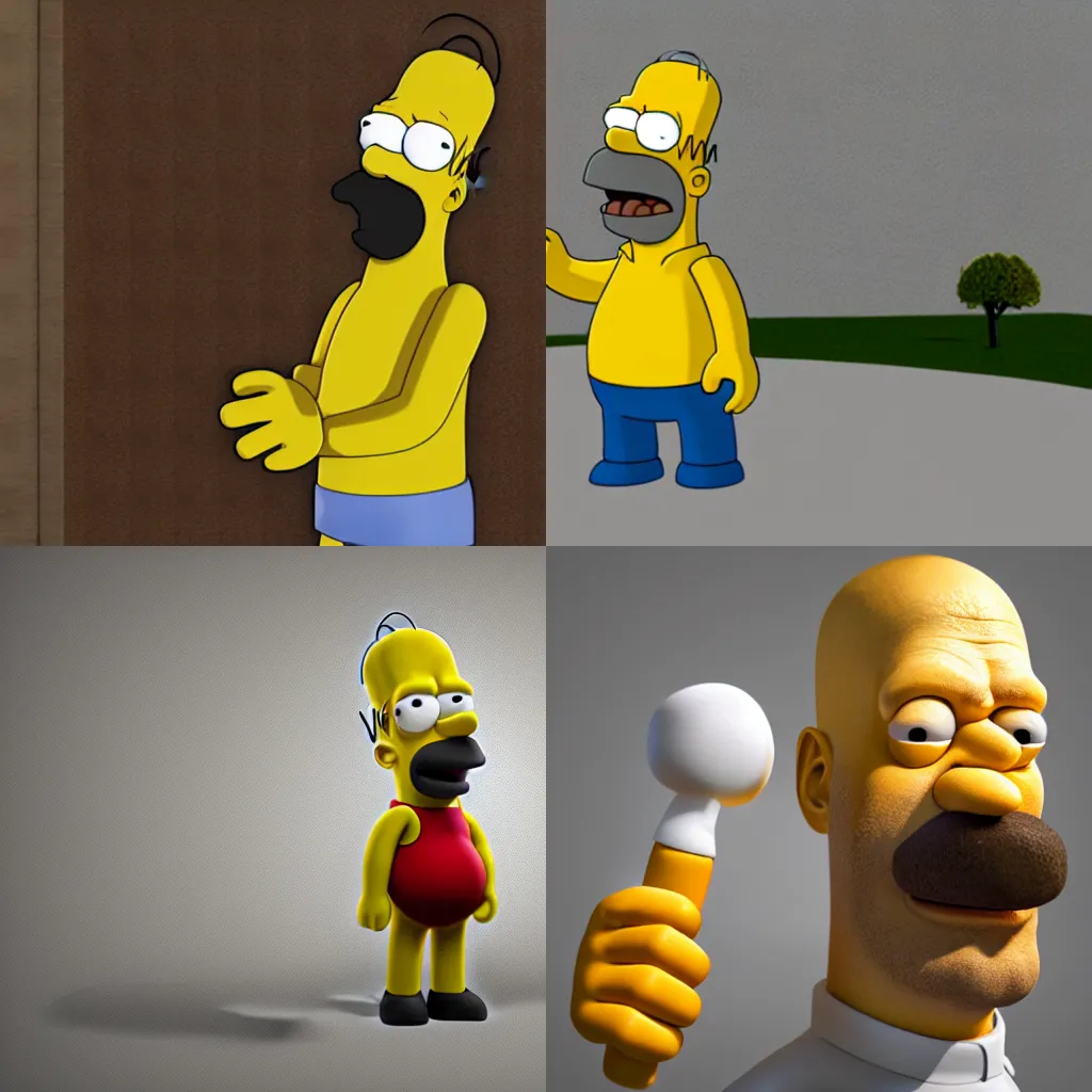 Prompt: 3d render of Homer Simpson