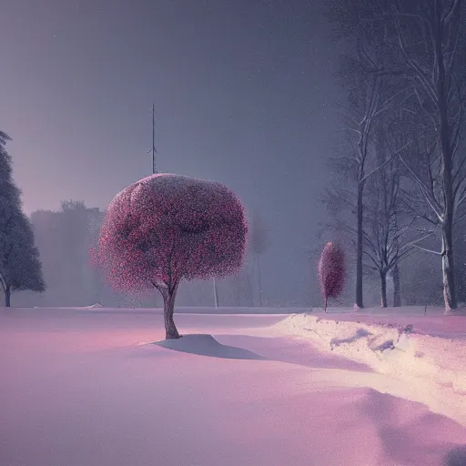 Image similar to a surreal winter landscape by by alena aenami and beeple