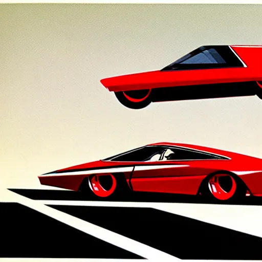 Image similar to concept art for a car with built - in meat smoker, illustrated by syd mead, high quality