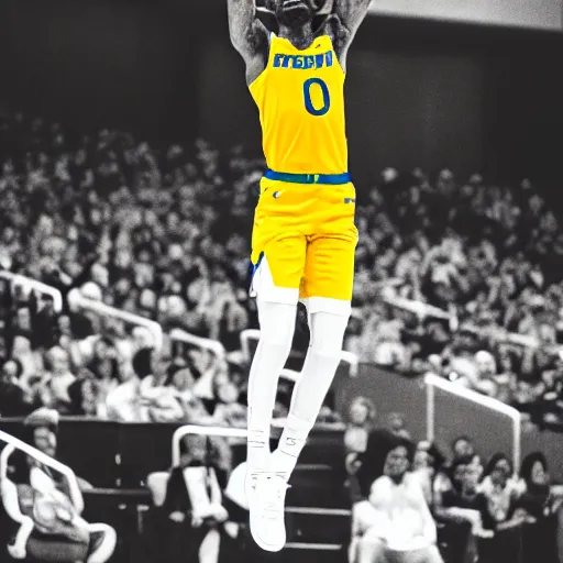 Prompt: ja morant doing a slam dunk cinematic shot 35mm