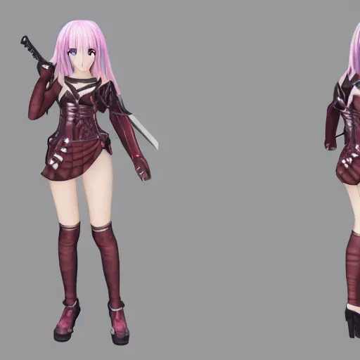 Image similar to 3d render of a playable anime girl for a fantasy mmo rpg