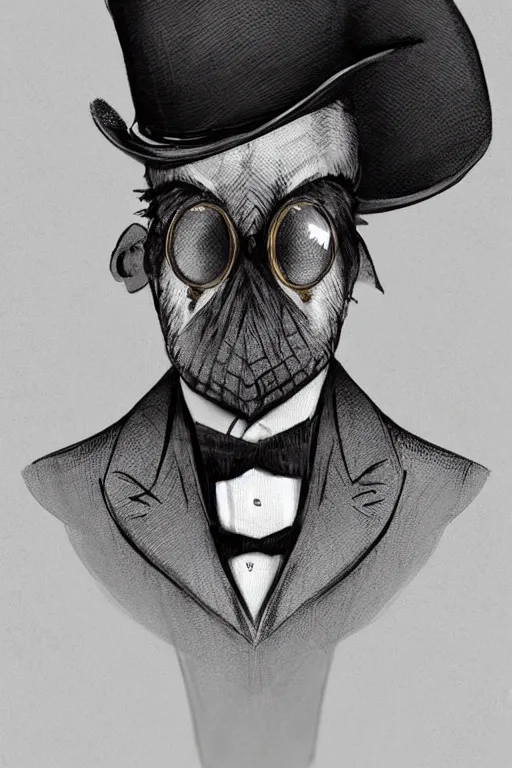 Image similar to a portrait of a handsome spider wearing a monocle and a victorian suit, character art, headshot, trending on artstation