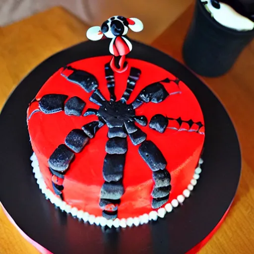 Prompt: spider birthday cake,