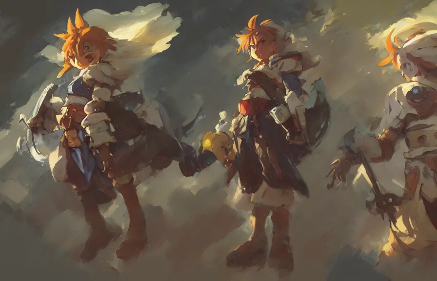 Prompt: greg manchess concept art of the chrono trigger dimension, key visual, ambient lighting, highly detailed, digital painting, artstation, concept art, sharp focus, by makoto shinkai and akihiko yoshida and hidari and wlop and greg rutkowski