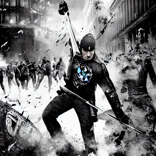 Image similar to January 6 capitol riot in the style of Zack Snyder film