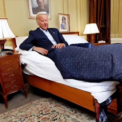 Image similar to Photograph of Joe Biden sleeping in bed with a large Turkish man standing next to the bed, AP photography, 4k