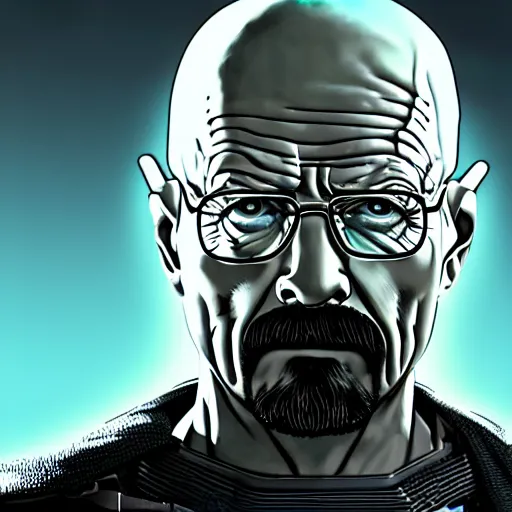 Prompt: Walter White firing lasers from his cybernetic battle armor, highly detailed, centered, concept art, 4k