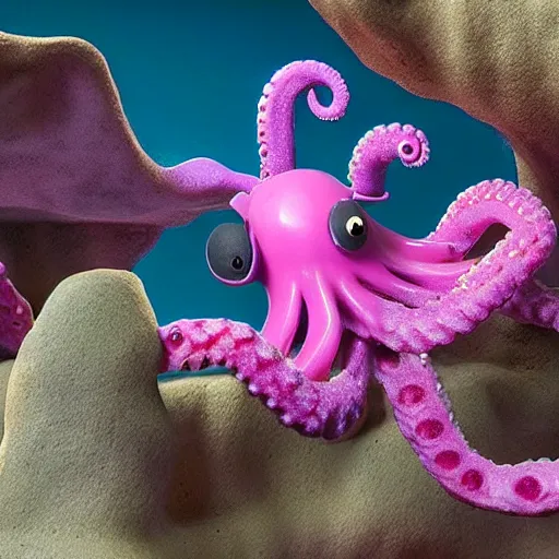 Image similar to claymation aardman animation of an octopus