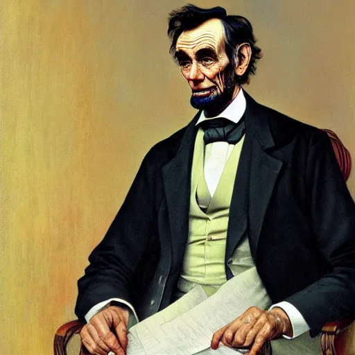 Image similar to portrait of abe lincoln by norman rockwell