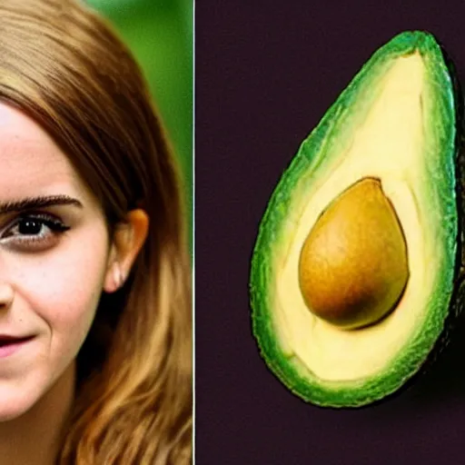 Image similar to emma watson as an avocado