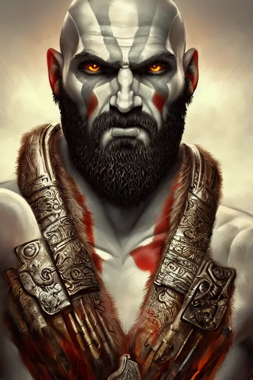 Image similar to The God Of War, gorgeous, amazing, elegant, intricate, highly detailed, digital painting, artstation, concept art, sharp focus, illustration, art by Ruslan Korovkin