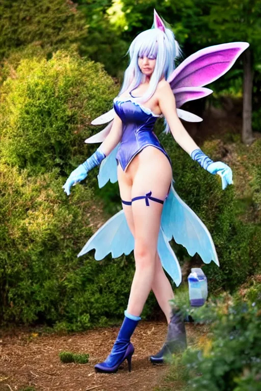 Prompt: a highly detailed and realistic photo of the ahri fairy cosplay on a garden, artstation, 4 k, correctly anatomy, good light