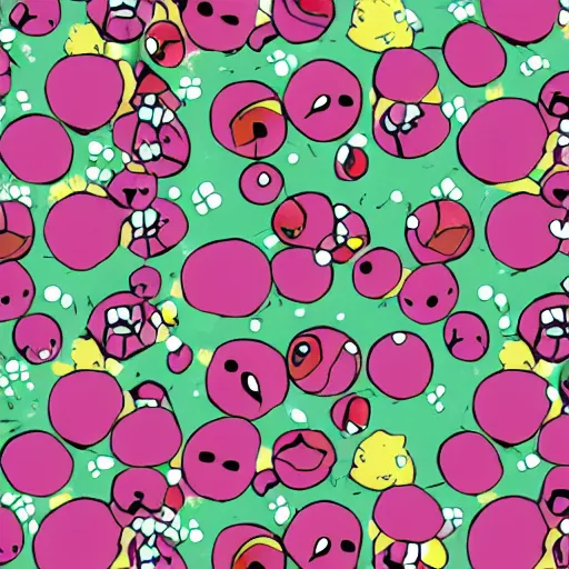 Image similar to floral pattern of pokeballs and mews for a desktop background