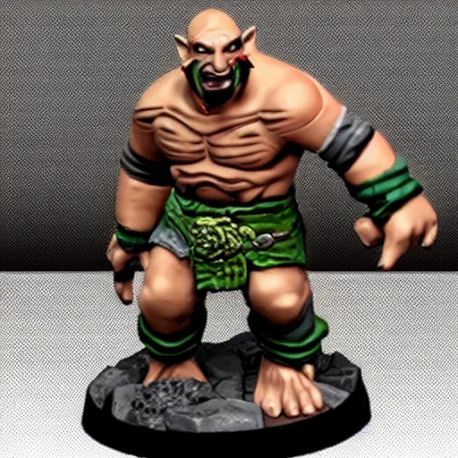 Image similar to a dungeons and dragons miniature of dave bautista as half - orc bard