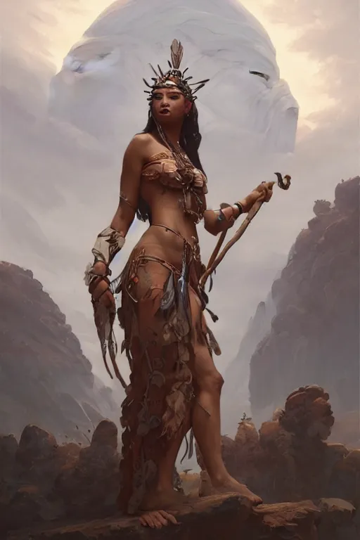 Image similar to goddess of the iroquois, highly detailed, digital painting, artstation, concept art, smooth, sharp focus, illustration, unreal engine 5, 8 k, art by artgerm and greg rutkowski and edgar maxence