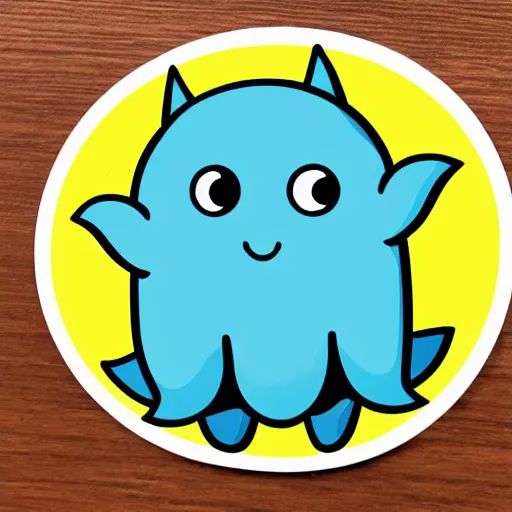 Prompt: a sticker illustration of a cute little monster