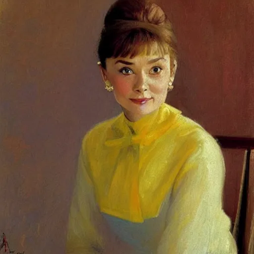 Image similar to audrey hepburn art by anna ancher