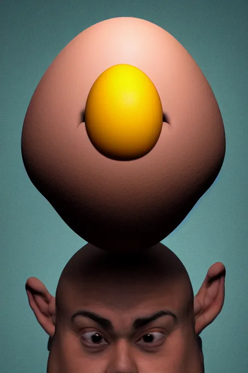 Image similar to 📷 gabriel iglesias the egg 🥚, made of food, head portrait, dynamic lighting, 4 k