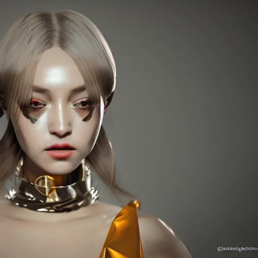 Prompt: kimino inspired avant-garde art, deco fashion, highly detailed, photorealistic portrait, bright studio setting, studio lighting, crisp quality and light reflections, unreal engine 5 quality render