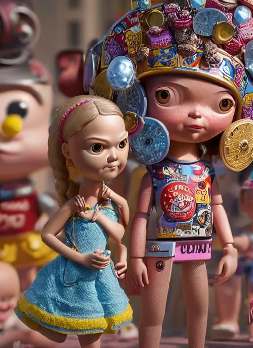 Image similar to highly detailed closeup, profile portrait of a tin toy greta thunberg wearing a bikini and mini - skirt, unreal engine, nicoletta ceccoli, mark ryden, earl norem, lostfish, global illumination, detailed and intricate environment