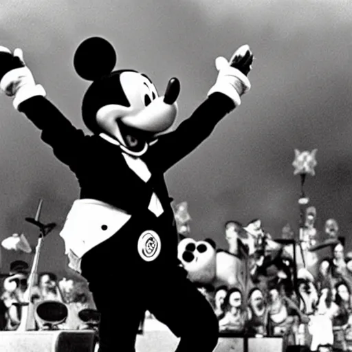 Image similar to mickey mouse performing at woodstock