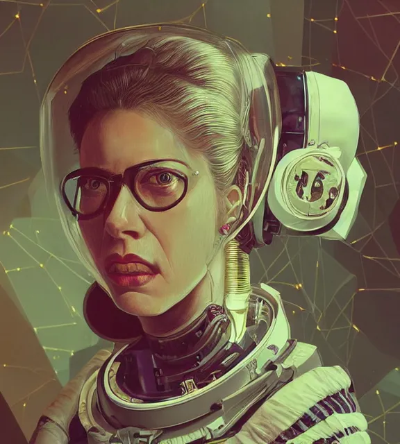 Image similar to hyperrealistic portrait of a woman monster astronaut, sofia coppola, cyberpunk, well lit, intricate abstract. gucci style, intricate artwork, high detail, figurative art, multiple exposure, poster art, 3 d, by stanley kubrick and tooth wu and wlop and beeple, realistic, hyperdetailed, 8 k resolution.