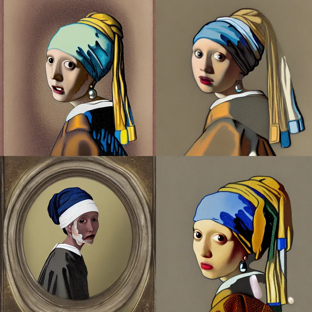Prompt: a squid with a pearl earring