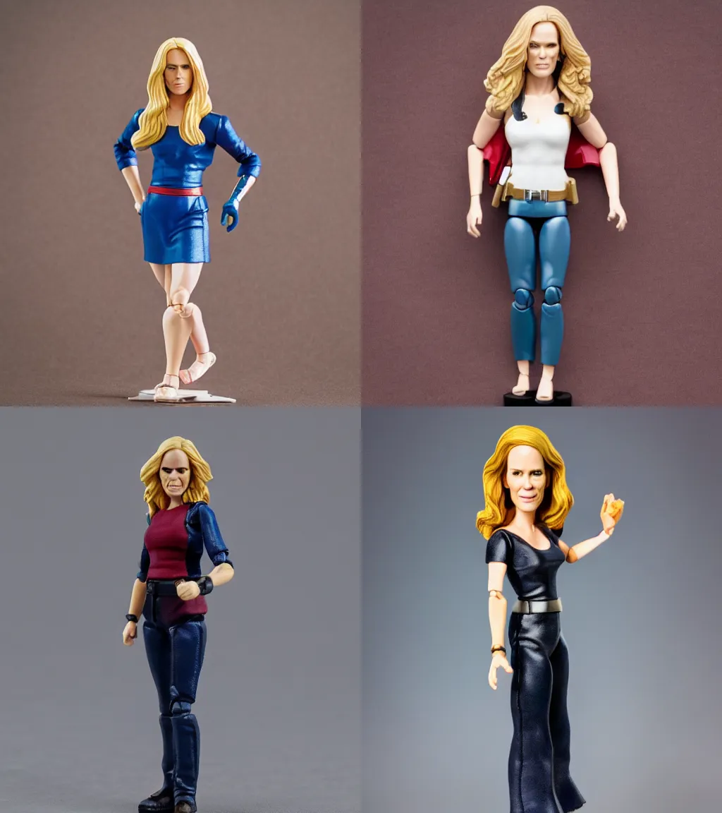 Prompt: stephanie march action figure, product photography