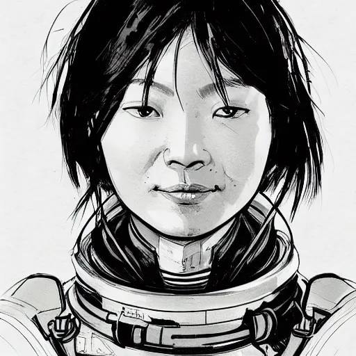Prompt: portrait of an asian woman as an astronaut character in the style of Death Stranding by Yoji Shinkawa and Ashley Wood