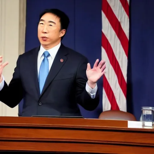 Prompt: President Andrew Yang powerpoint presentation to congress (REUTERS)