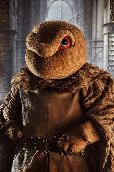 Image similar to very very intricate photorealistic photo of a goomba in an episode of game of thrones, photo is in focus with detailed atmospheric lighting, award - winning details