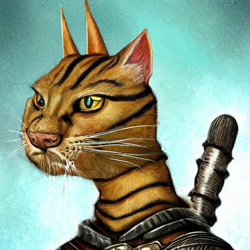 Image similar to epic portrait of a battle Khajit