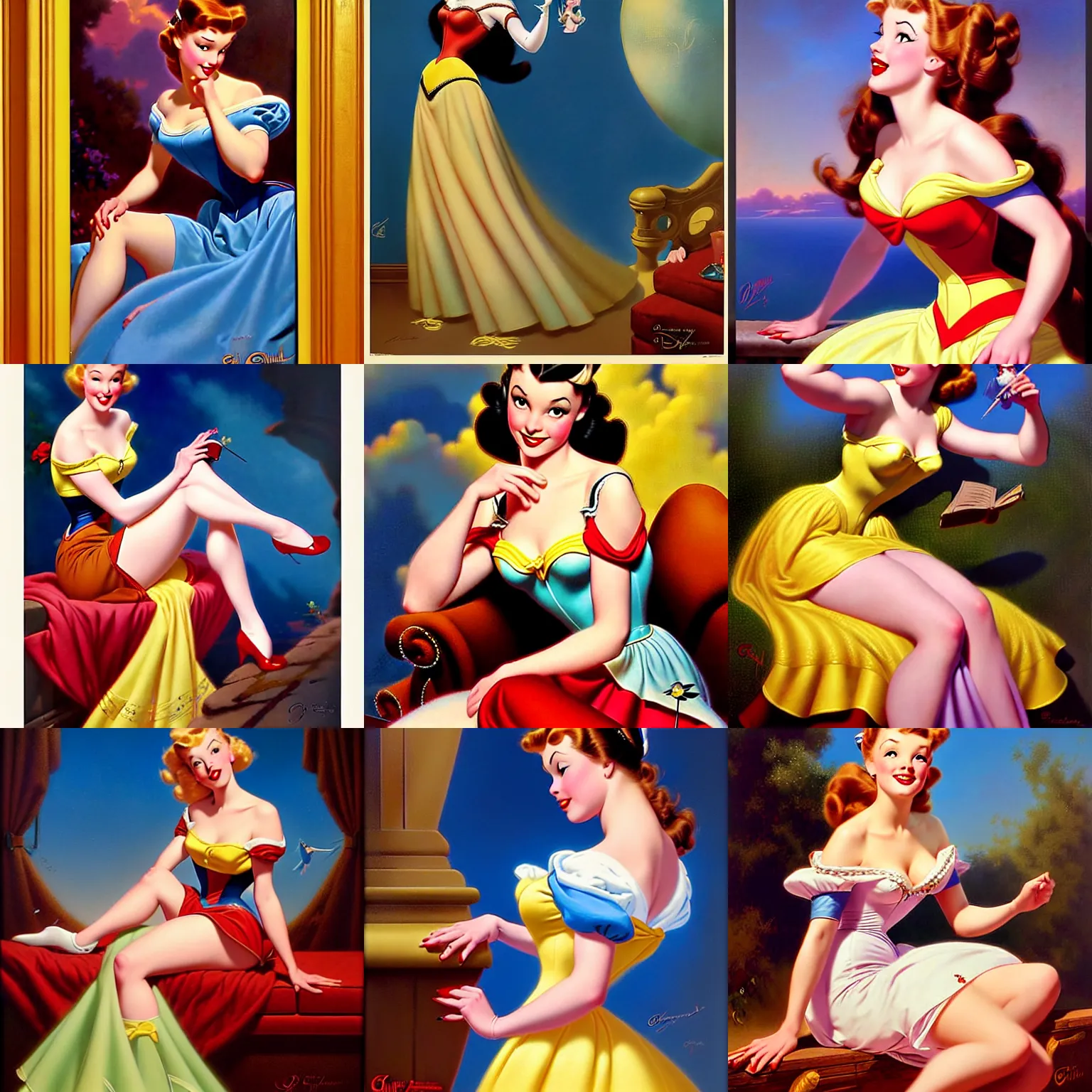 Prompt: disney princess by gil elvgren and olivia de berardinis