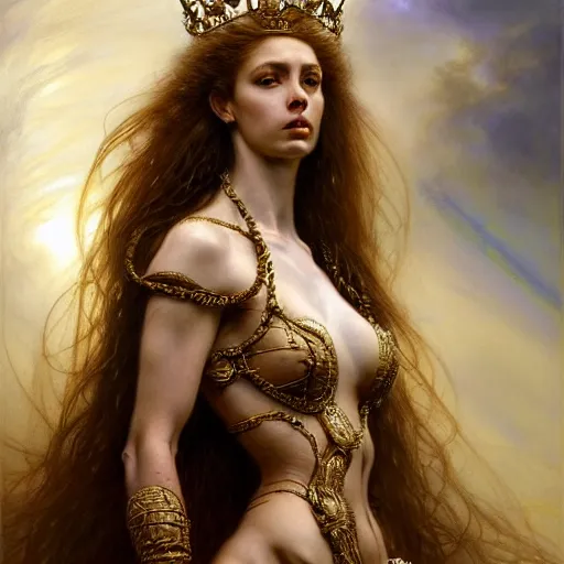 Prompt: highly detailed portrait of a majestic lioness queen in the form of a beautiful woman. d & d. art by donato giancola, franz xaver winterhalter, luis royo, bastien lecouffe - deharme. trending on artstation, intricate details, energetic composition, golden ratio, concept art, illustration, elegant art, global illuminaition