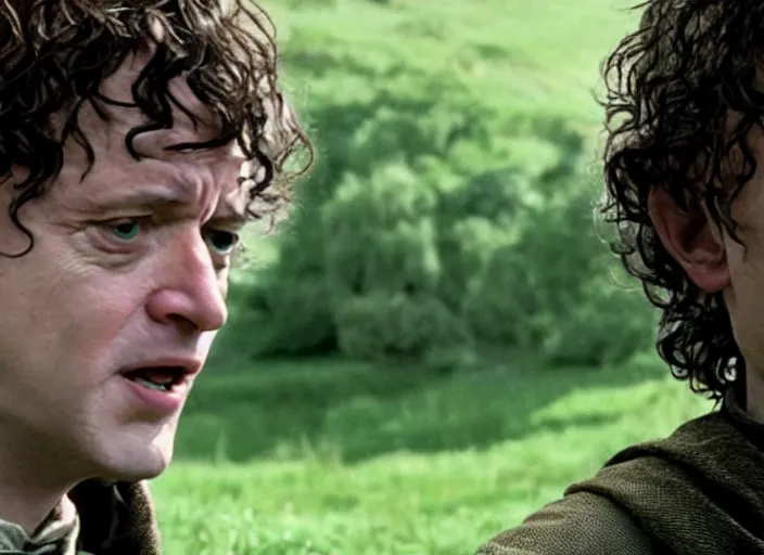 Image similar to film still of bernie sanders as frodo in lord of the rings movie, 8 k