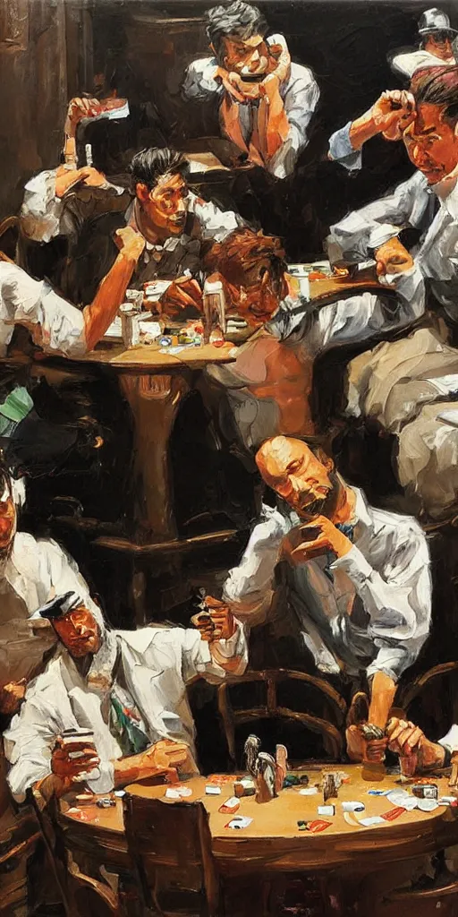 Image similar to oil painting scene from poker by kim jung gi