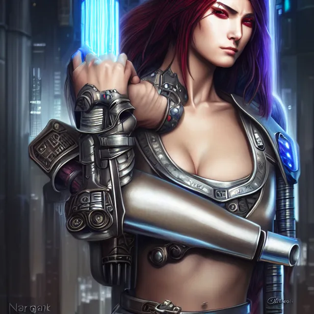 Image similar to cyberpunk maid warrior artgerm anne stokes highly detailed 8 k hdr smooth sharp focus high resolution award - winning photo photorealistic