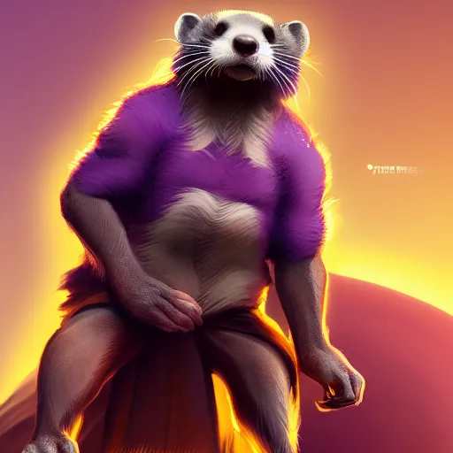 Image similar to a anthropomorphic ferret is thanos, hyperdetailed, artstation, cgsociety, 8 k