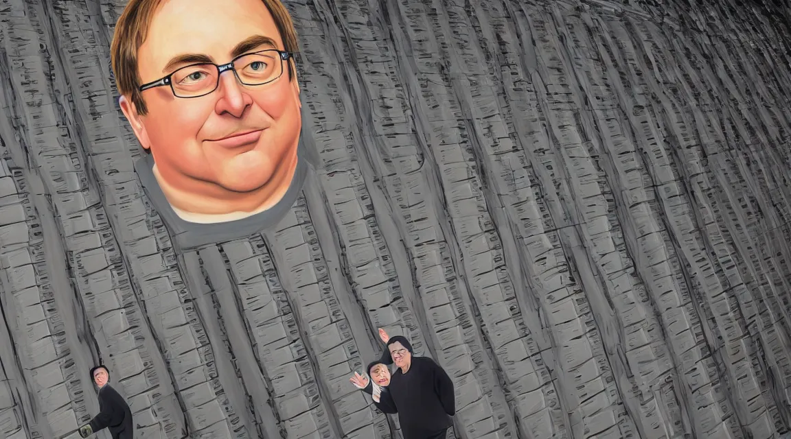 Image similar to Wallpaper of Linus Torvalds in a datacenter painted by fernando botero