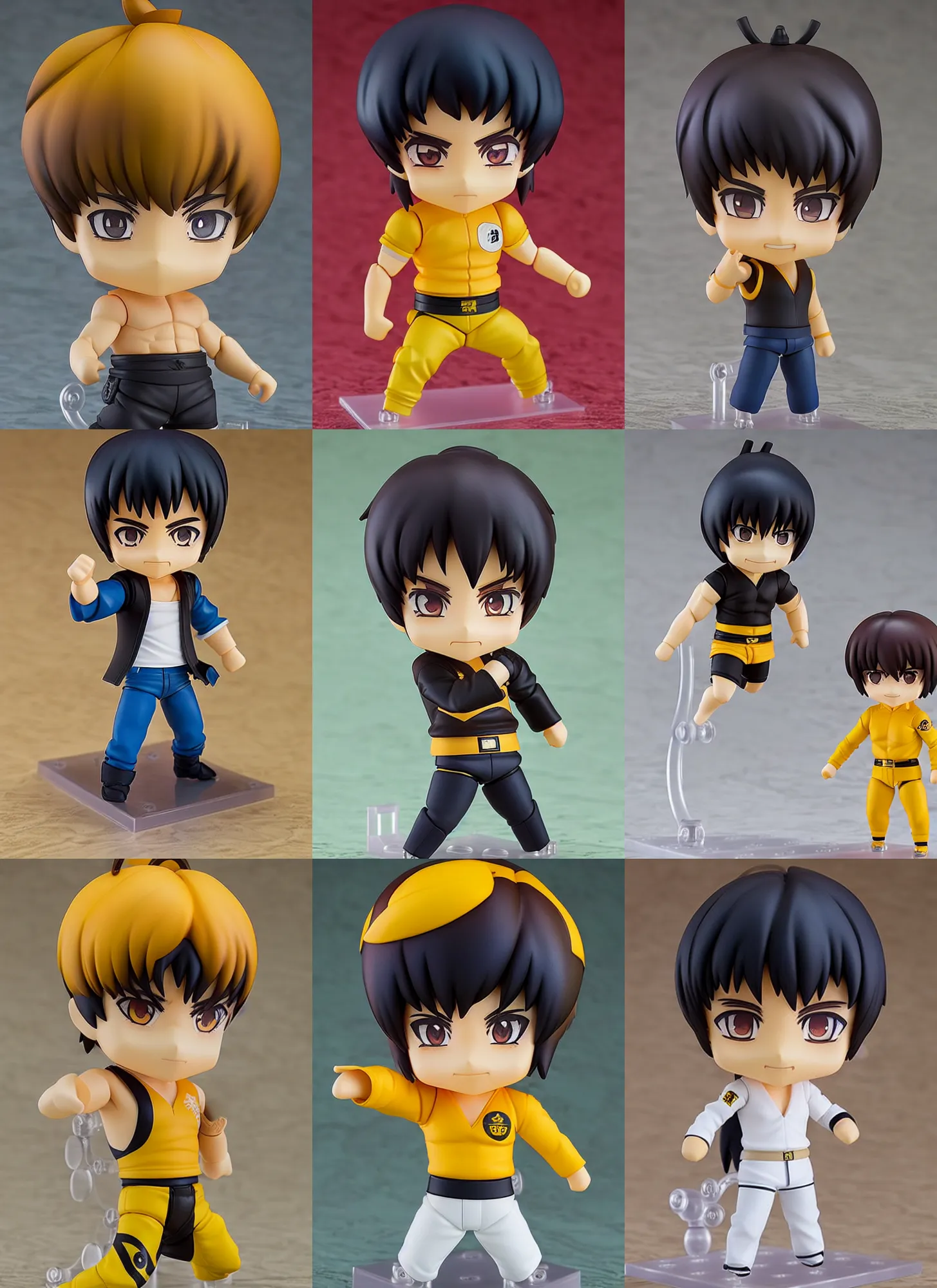 Prompt: an anime nendoroid of a bruce lee, detailed product photo